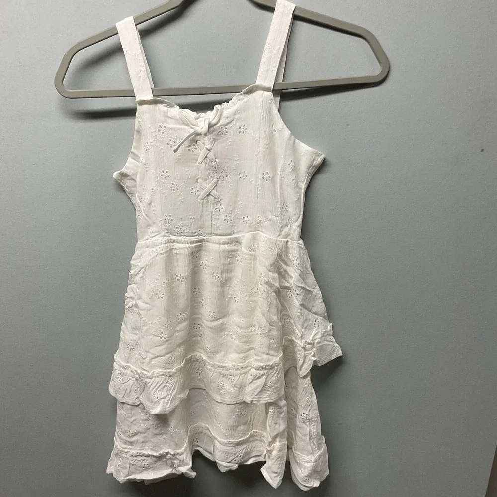 NWT Justice Tiered Eyelet Dress Size S 7 8‎ White Lace Ruffle Girls Kids